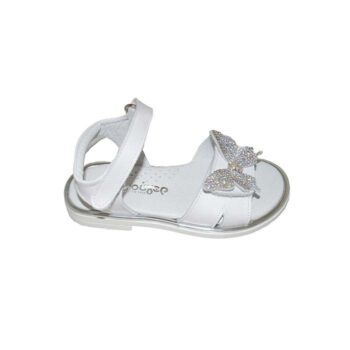 Πέδιλο δερμάτινο λευκό ασημί