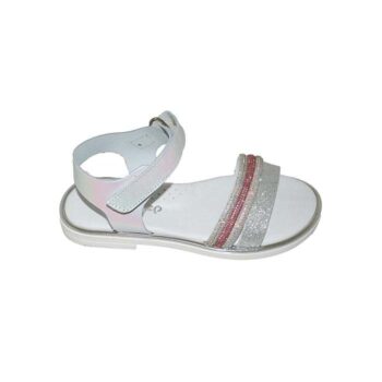 Πέδιλο δερμάτινο λευκό ασημί