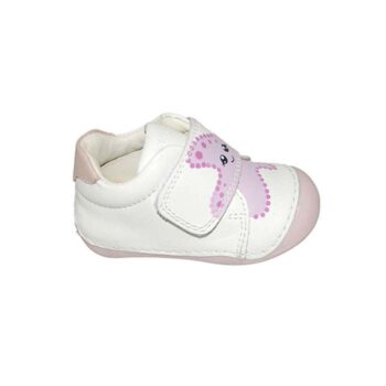 Παπουτσοπέδιλο πρώτα βήματα δερμάτινο μπεζ ροζ