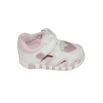 Παπουτσοπέδιλο πρώτα βήματα υφασμάτινο λευκό ροζ<span> - </span>white, 24