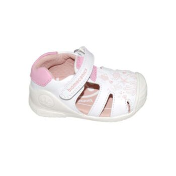 Παπουτσοπέδιλο πρώτα βήματα δερμάτινο λευκό ροζ