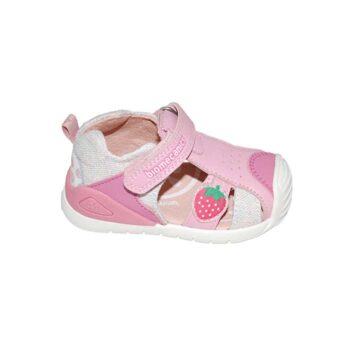 Παπουτσοπέδιλο πρώτα βήματα δερμάτινο και ύφασμα ροζ ασημί