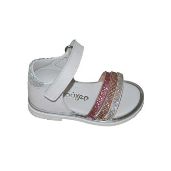 Πέδιλο δερμάτινο κλειστή φτέρνα λευκό