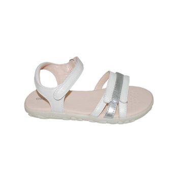 Πέδιλο δερμάτινο λευκό ασημί