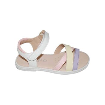 Πέδιλο δερμάτινο λευκό λιλά