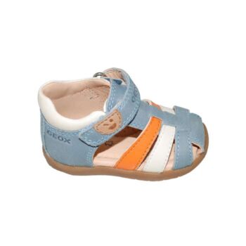 Παπουτσοπέδιλο πρώτα βήματα δερμάτινο σιέλ πορτοκαλί