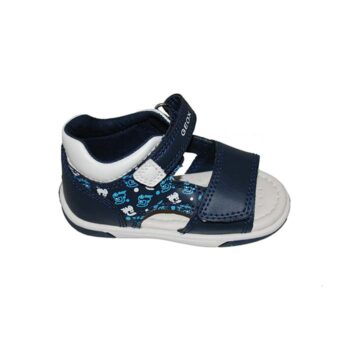 Πέδιλο κλειστή φτέρνα δερμάτινο μπλε λευκό